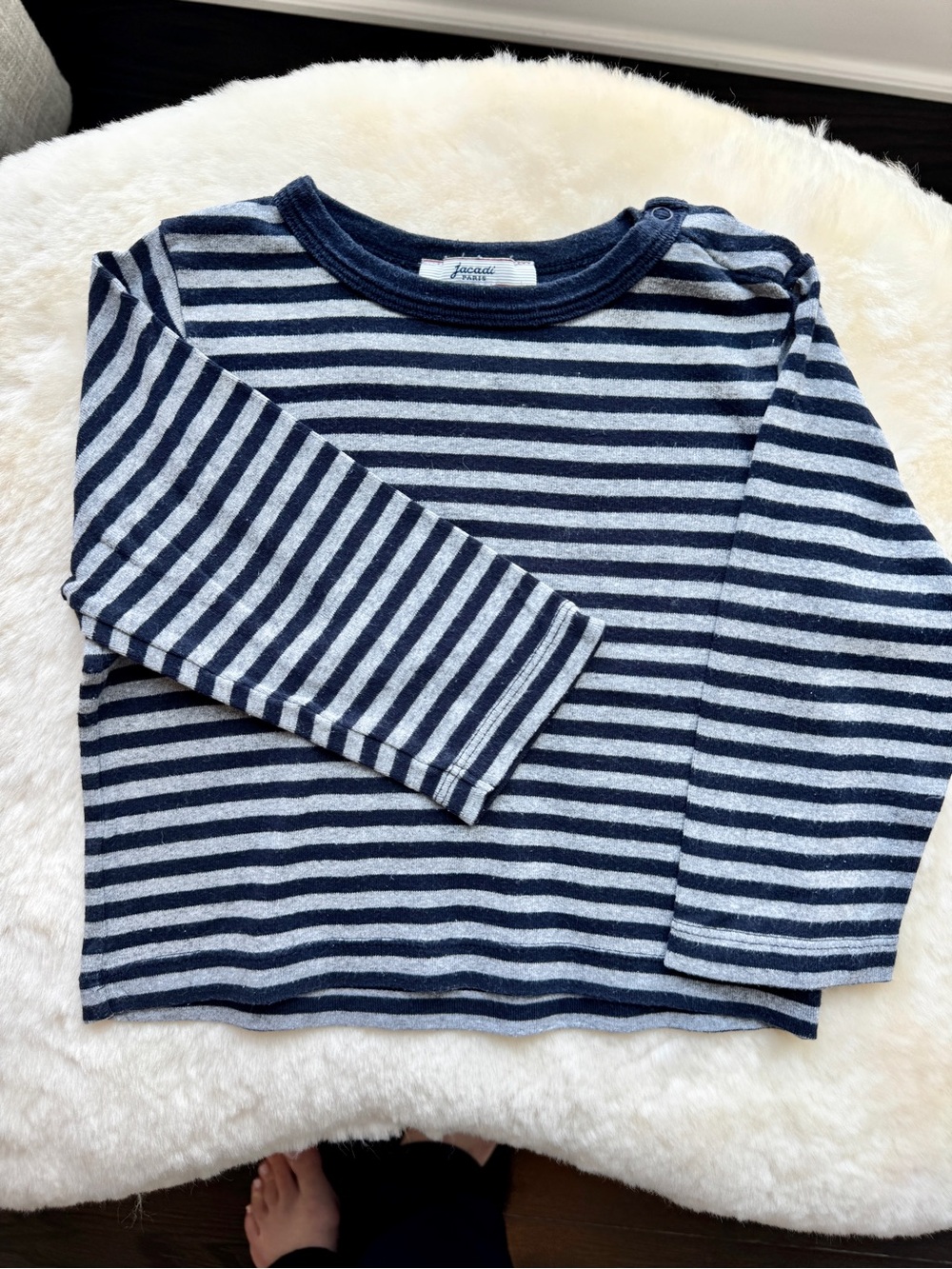 Jacadi Baby Striped Navy & Grey Long-Sleeve Top